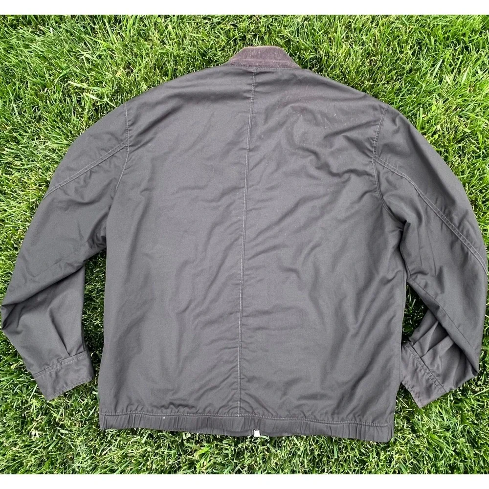 Tommy Bahama Mens Full Zip‎ Harrington Jacket Black Nautical Lining Stand Collar